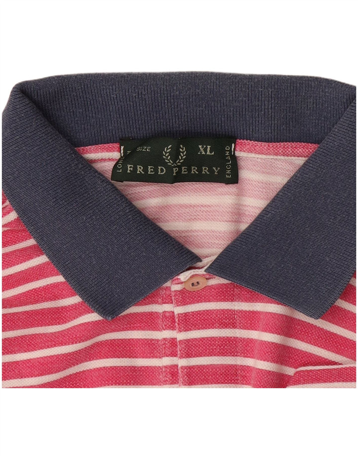 Fred Perry Polo Rugby Homme XL Rose Rayé