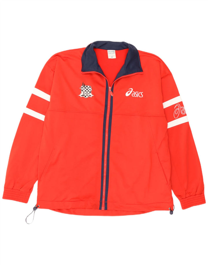 Asics Veste de survêtement graphique pour homme XL Rouge Polyester