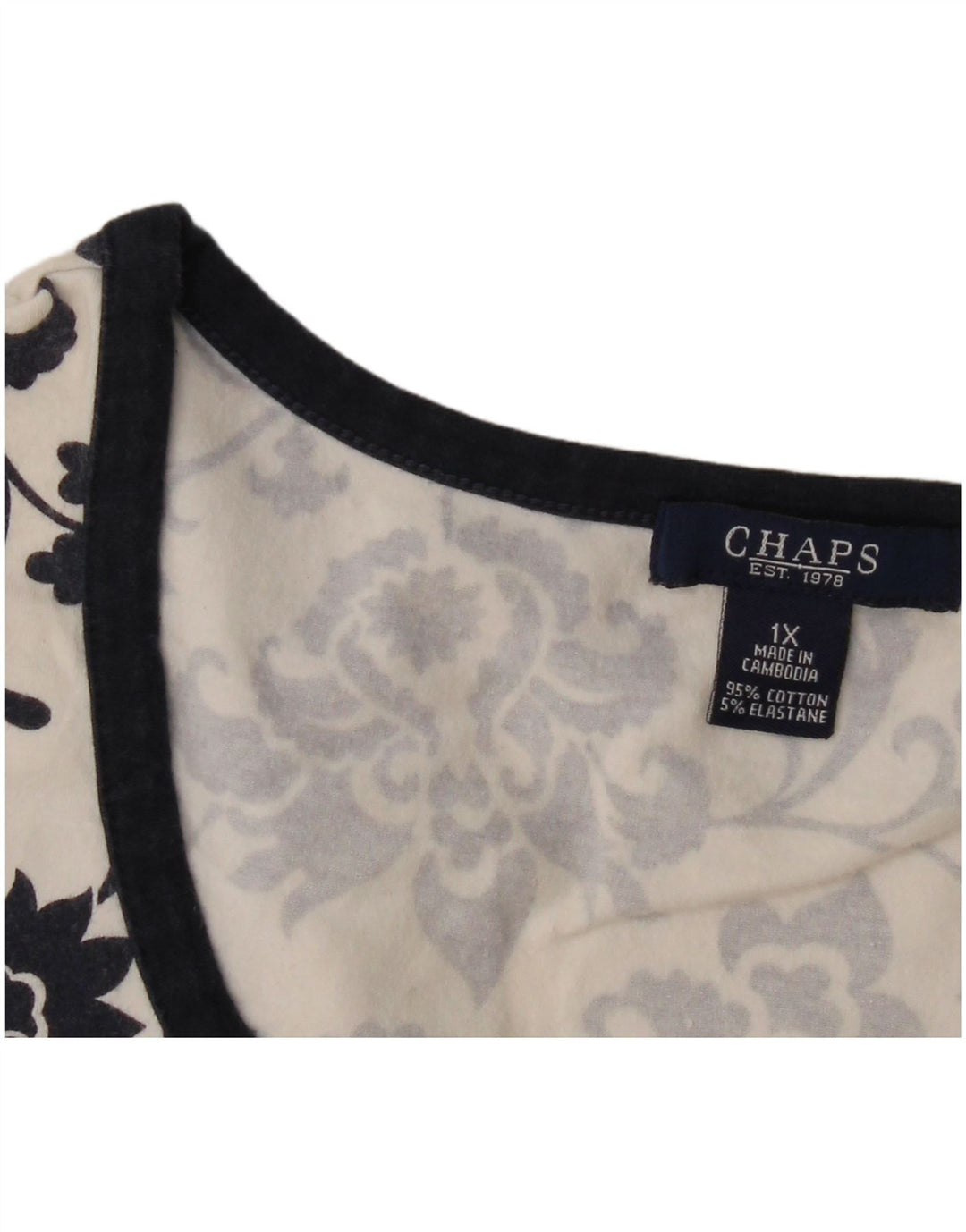 CHAPS T-Shirt Femme Top UK 18 XL Blanc Floral Coton