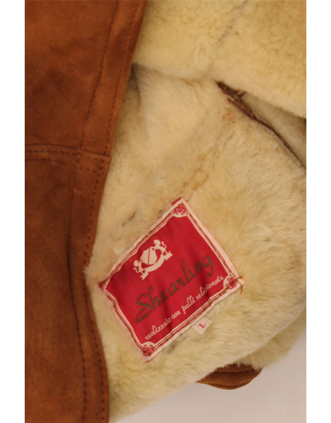 veste en peau de mouton vintage pour homme UK 40 Grande peau de mouton brune