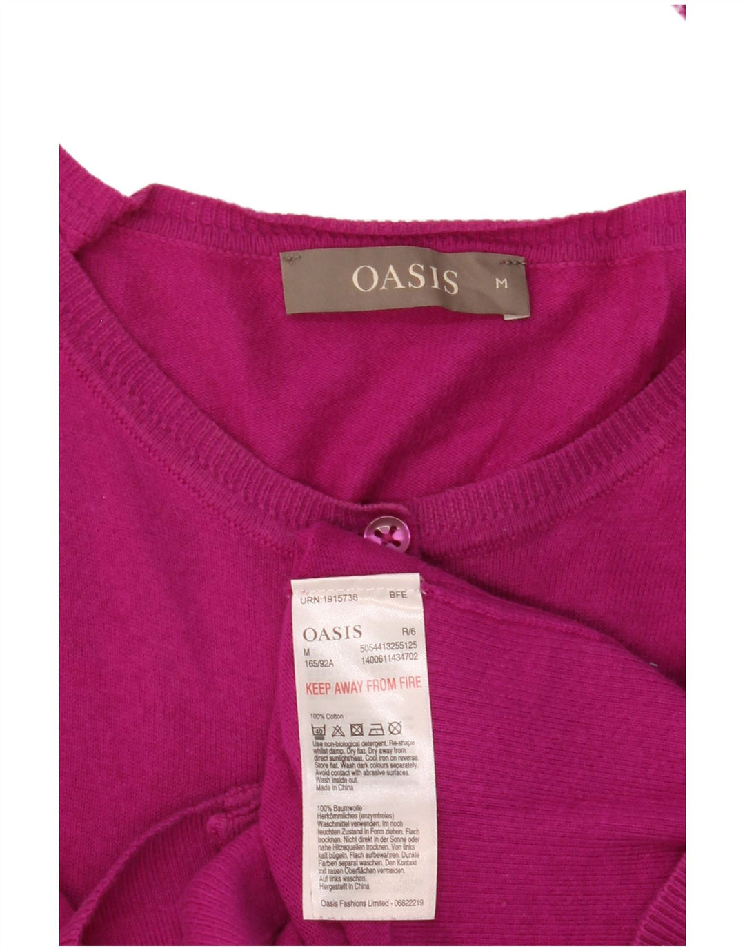 Oasis Cardigan pour femme en coton rose moyen UK 12