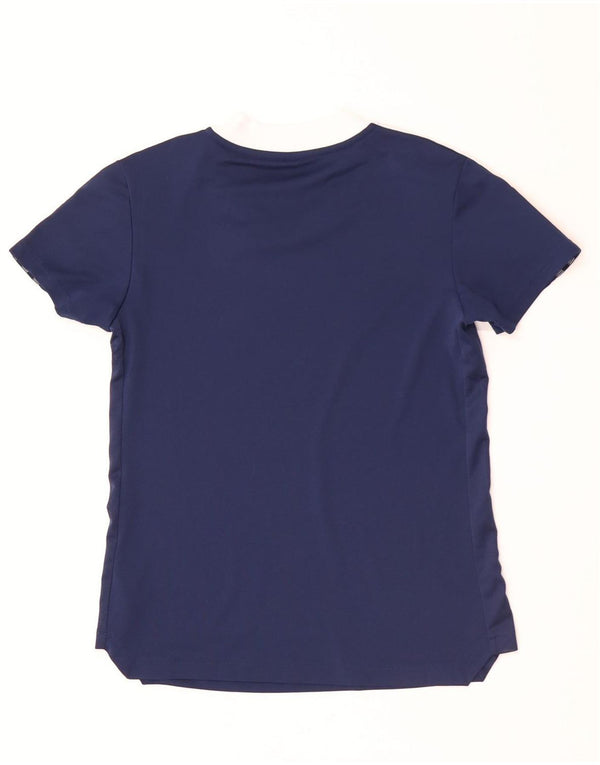 Adidas Femmes Aeroready T-Shirt Top UK 8/10 Petit Bleu Marine Colorblock