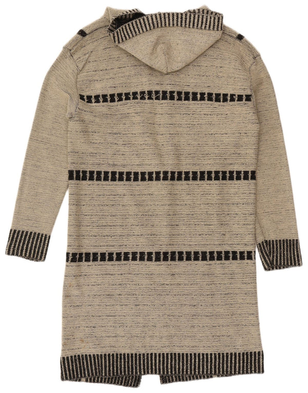 Destiny Cardigan long à capuche pour femme UK 14 Grand carreaux gris