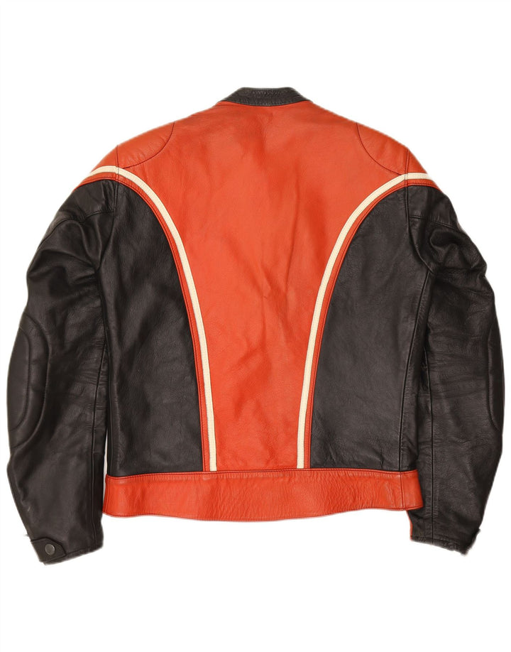 veste de course en cuir femme vintage IT 52 2XL Colorblock rouge