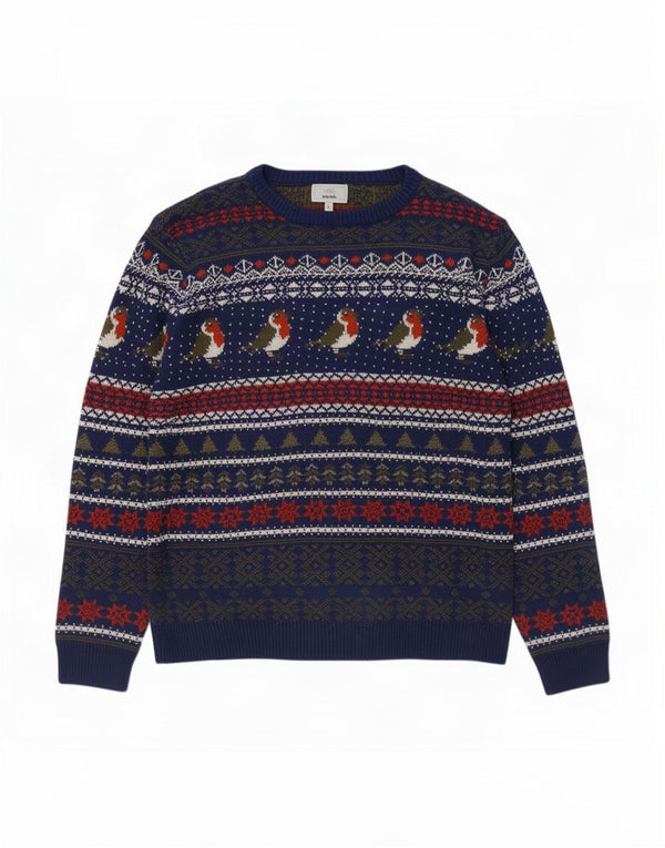 Marks & Spencer Pull col bateau pour homme XL Bleu marine Fair Isle