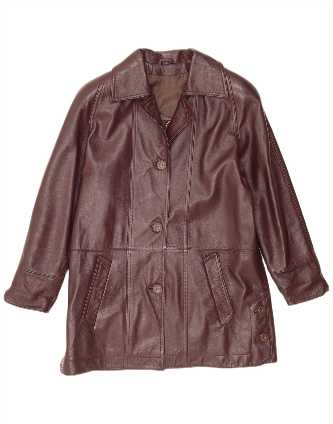 Manteau en cuir femme vintage IT 44 Marron moyen