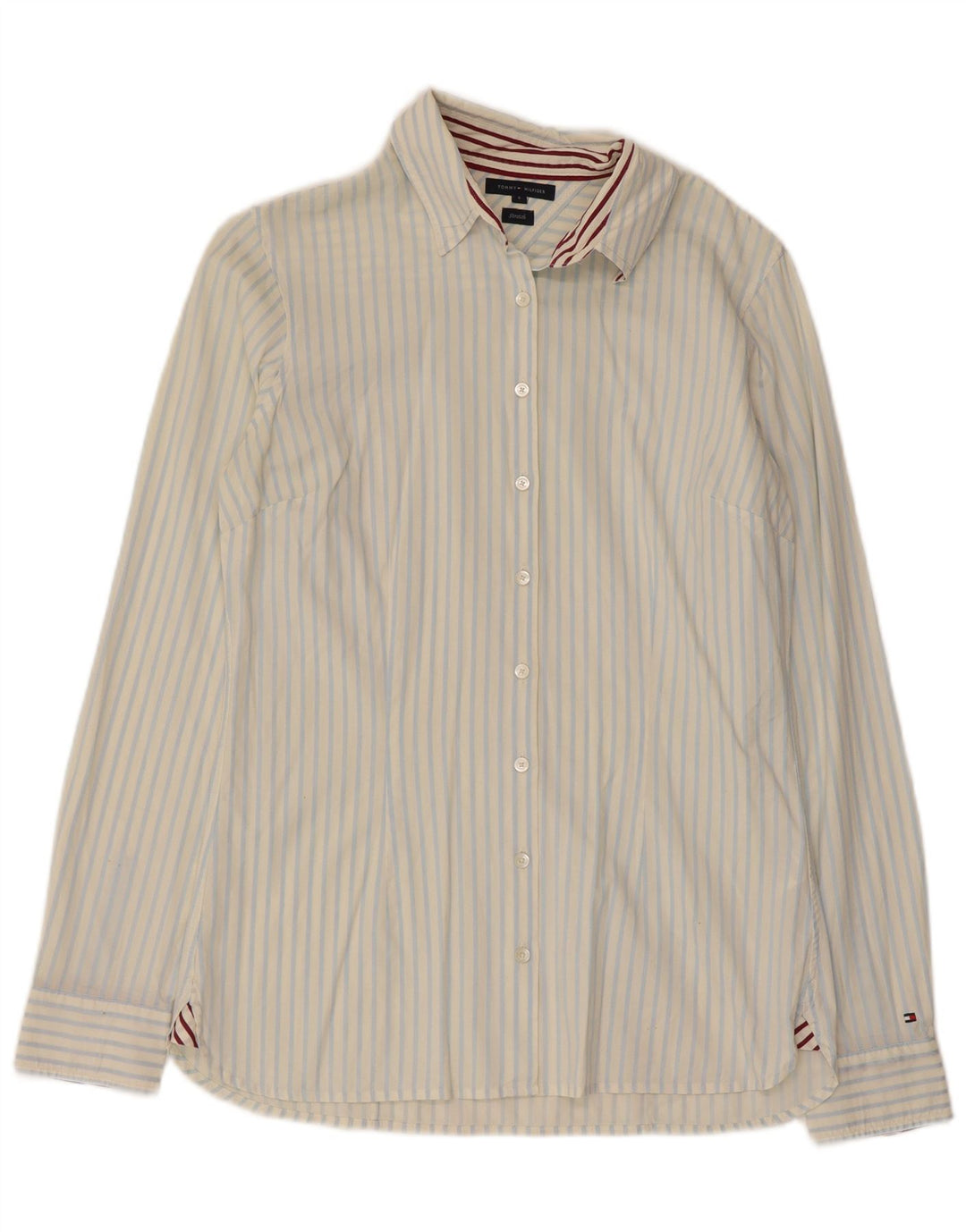 Tommy Hilfiger Chemise Femme US 6 Medium Blanc à fines rayures en coton