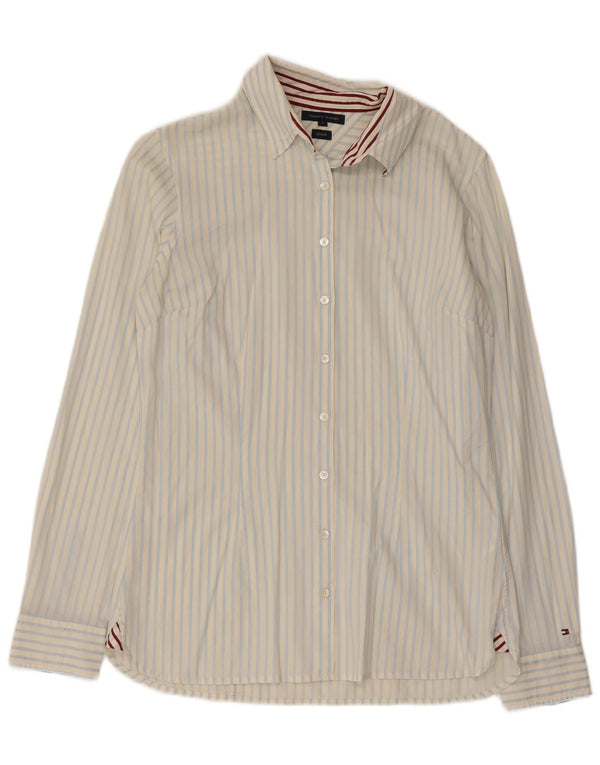 Tommy Hilfiger Chemise Femme US 6 Medium Blanc à fines rayures en coton