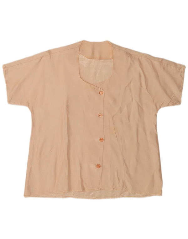 vintage Femme Chemise À Manches Courtes Blouse UK 18 XL Beige