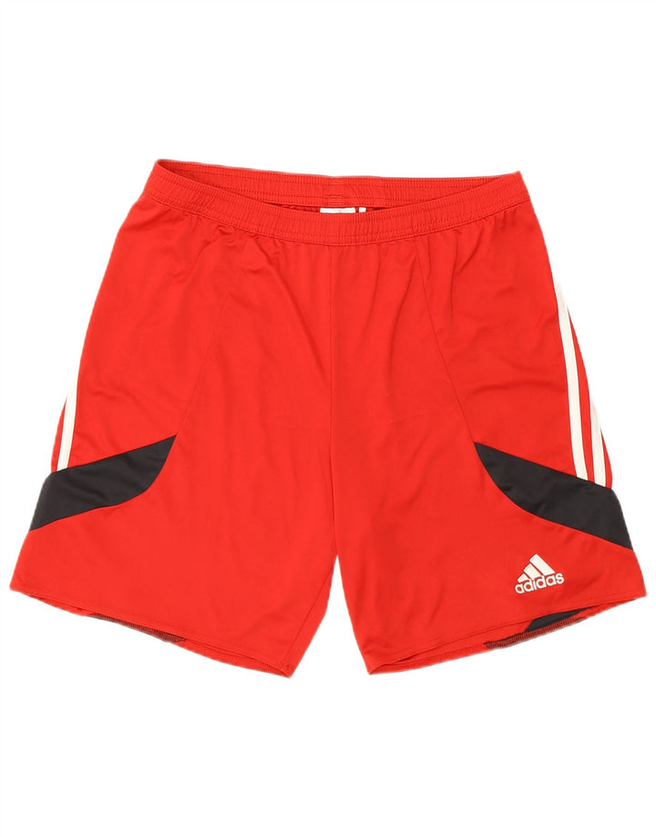 Adidas Short de Sport Climalite Homme Rouge Moyen Polyester Colorblock