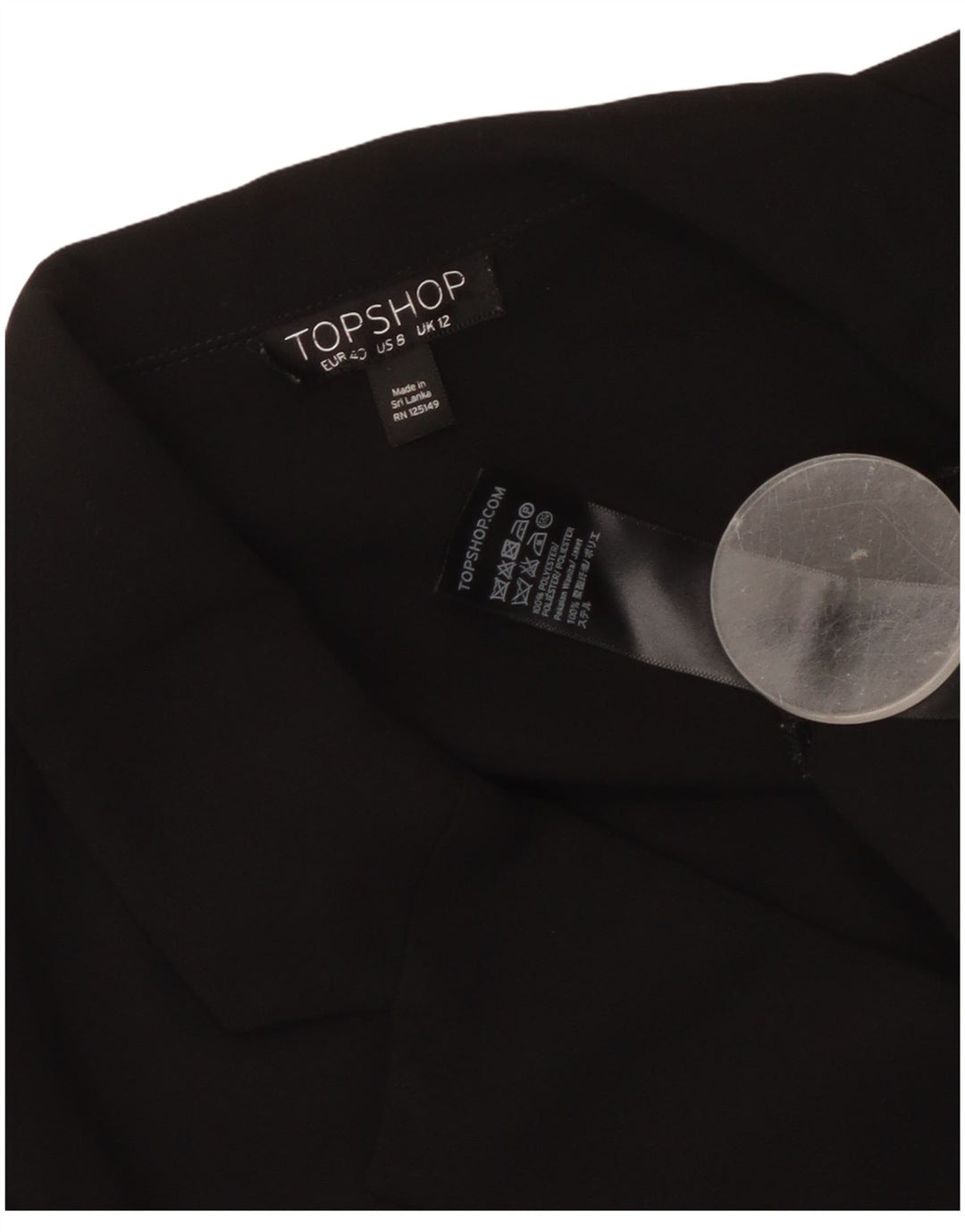 Topshop Manteau Femme UK 42 Moyen Noir Polyester