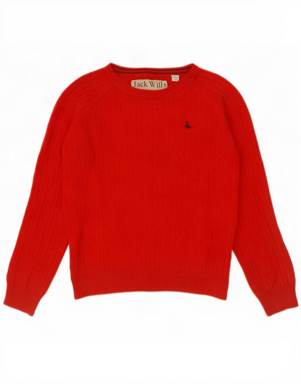 Jack Wills Pull col bateau pour femme UK 12 Rouge moyen Coton