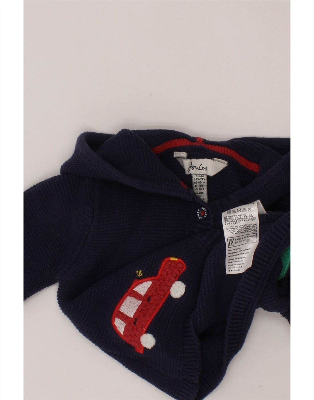 JOULES Cardigan à capuche graphique pour bébé fille 3-6 mois Bleu marine