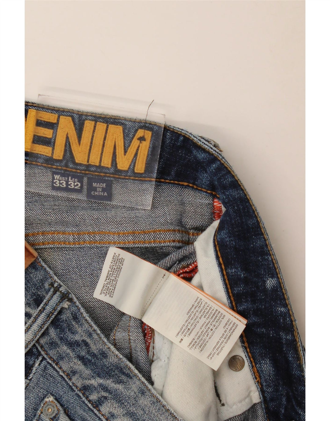 Superdry Jean droit effet vieilli W33 L32 bleu coton