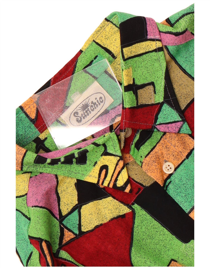 Chemise à manches courtes Vintage pour hommes, grande chemise géométrique multicolore