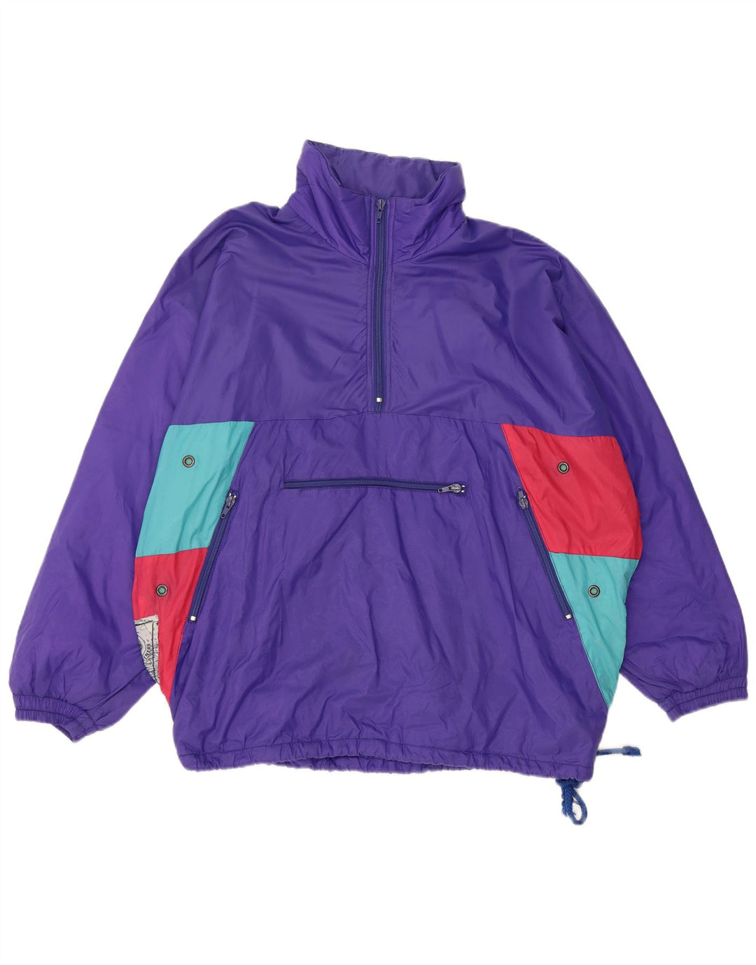 VINTAGE Veste Anorak à capuche coupe ample pour homme UK 36 Petit colorblock violet
