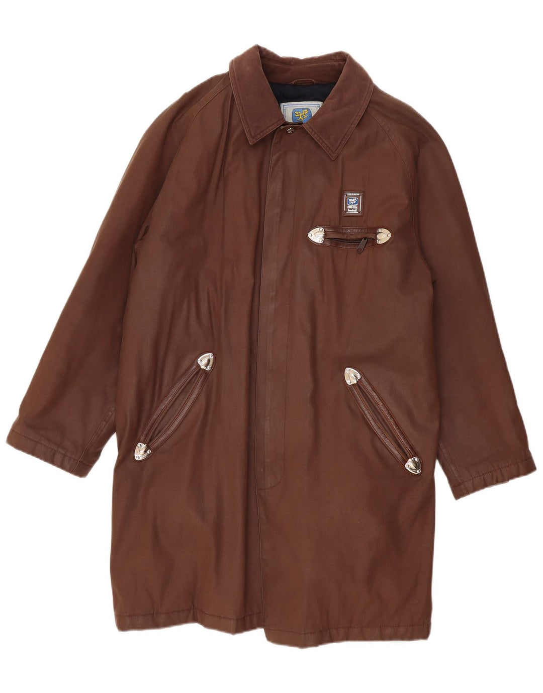 PIERO GUIDI Veste en coton ciré pour homme UK 40 Grand coton marron