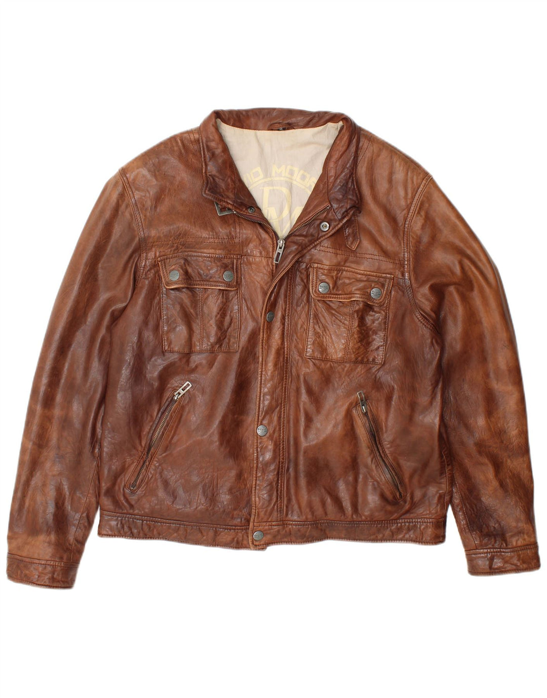 DAVID MOORE Veste en cuir bomber pour homme UK 38 Cuir marron moyen