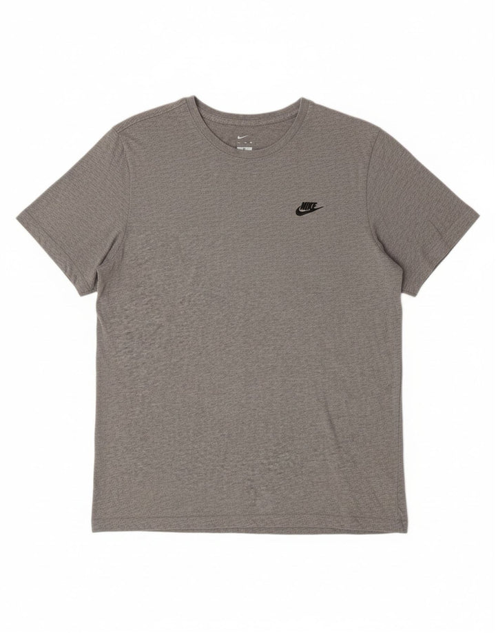 NIKE Mens T-Shirt Top Large Grey Cotton