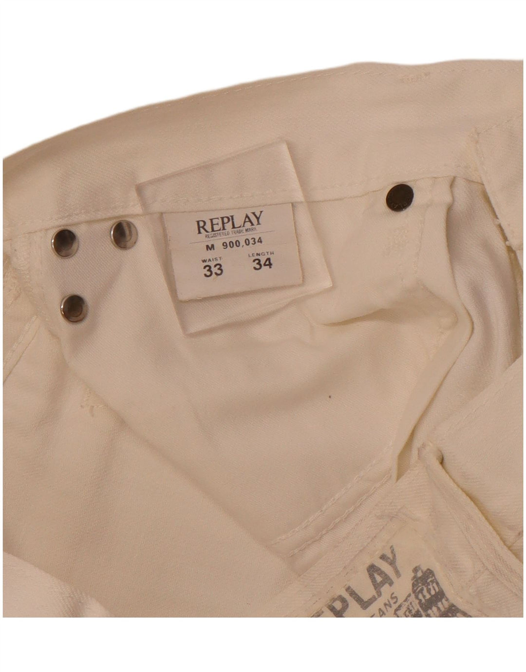 REPLAY Jean Droit Femme W33 L28 Blanc Cassé Coton