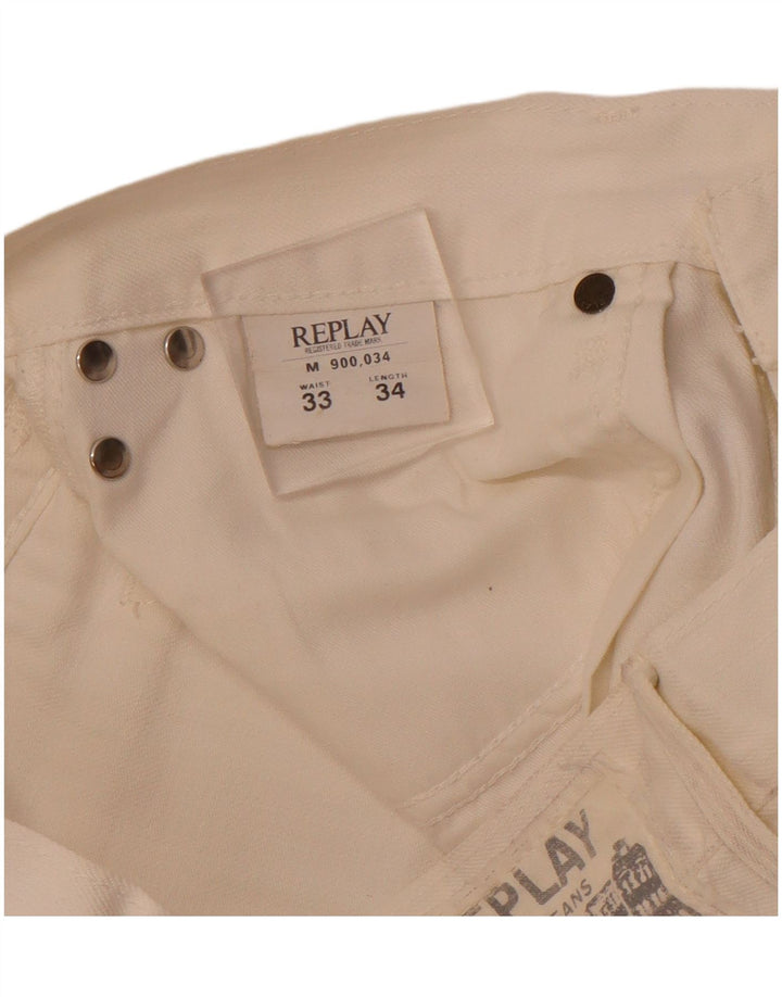REPLAY Jean Droit Femme W33 L28 Blanc Cassé Coton