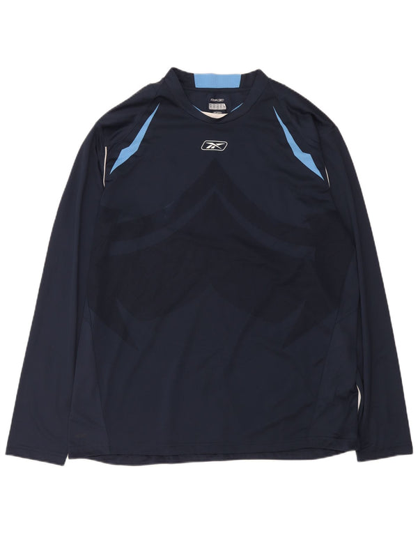 Reebok Haut à manches longues pour hommes XL Bleu marine Colorblock Polyester