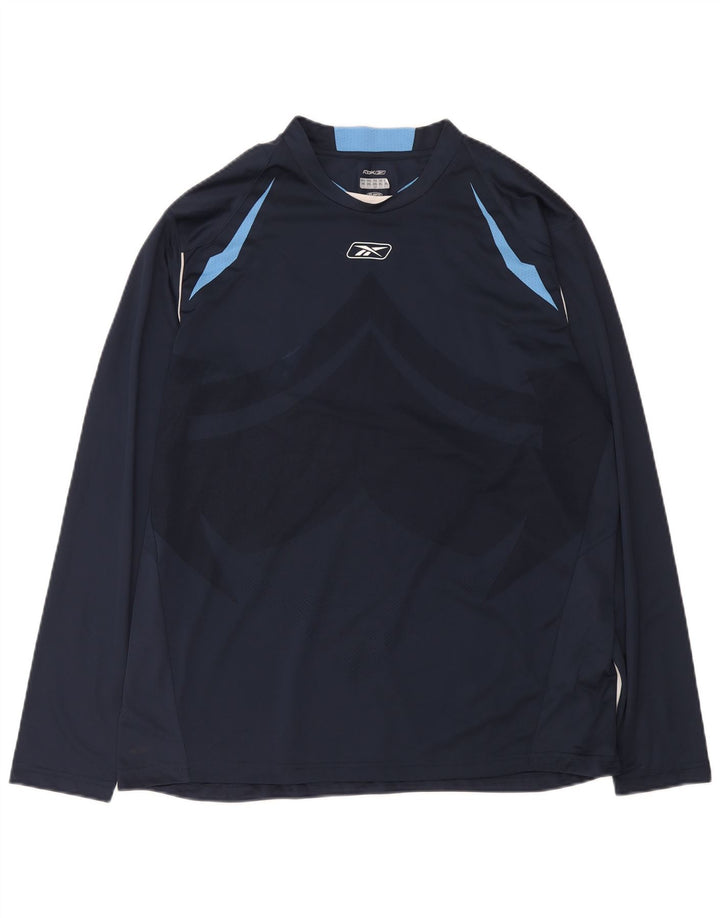 Reebok Haut à manches longues pour hommes XL Bleu marine Colorblock Polyester