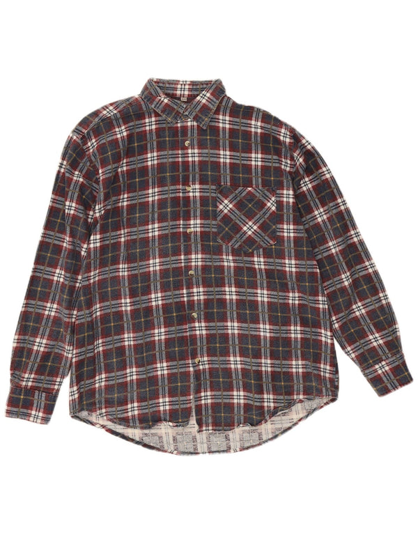 Cotton Club Chemise en flanelle pour homme Taille 41/42 Grand carreaux bleu marine