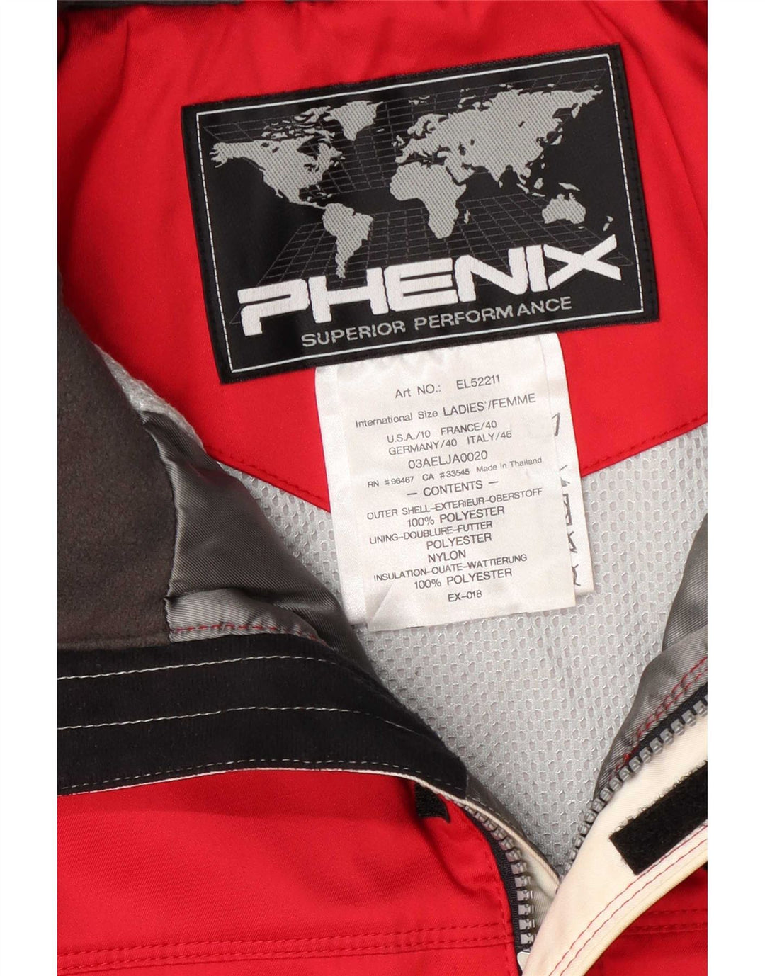 Phenix Veste de ski pour homme IT 46 Small Rouge Colourblock Polyester