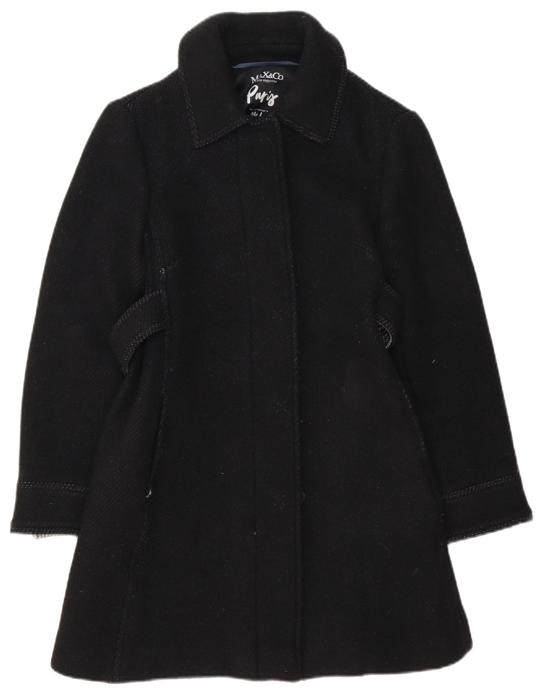 Max&Co. Manteau Femme UK 8 Petite Laine Noire