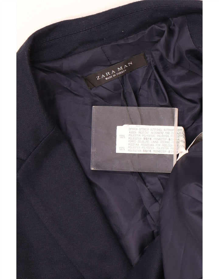 Zara Veste blazer à 2 boutons pour homme UK 38 Bleu marine moyen Polyester