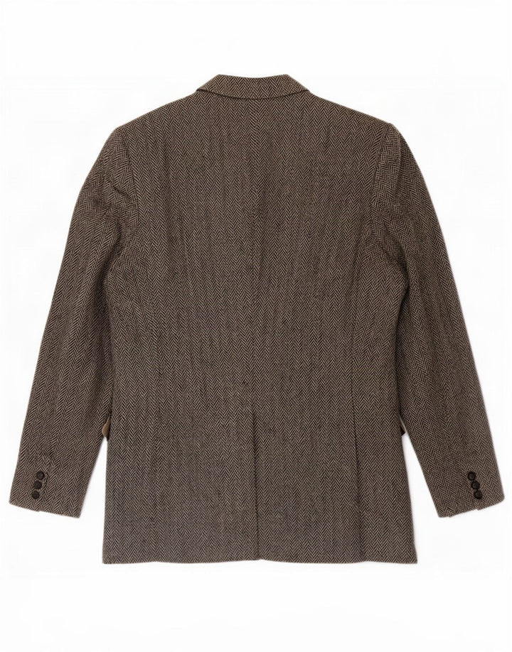 Harris Tweed Veste blazer longue à 2 boutons pour homme Taille 46 XL Gris chevrons
