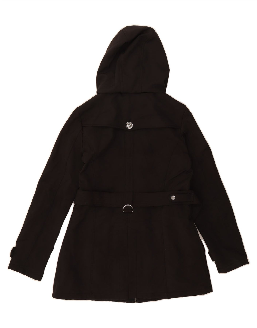 MICHAEL KORS Womens Hooded Trench Coat UK 14 Medium Black Polyester Vintage Michael Kors and Second-Hand Michael Kors from Messina Hembry 