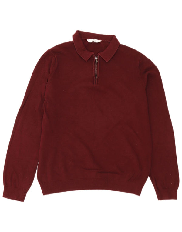 Marks & Spencer Pull col polo garçon 13-14 ans Coton bordeaux