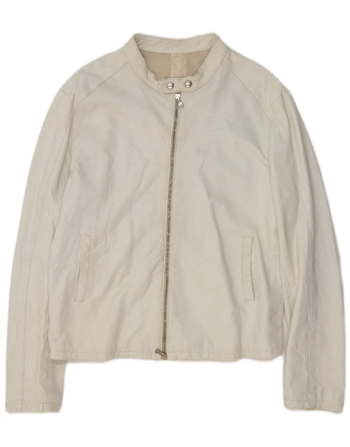 veste bomber en cuir homme vintage UK 40 Grand Blanc