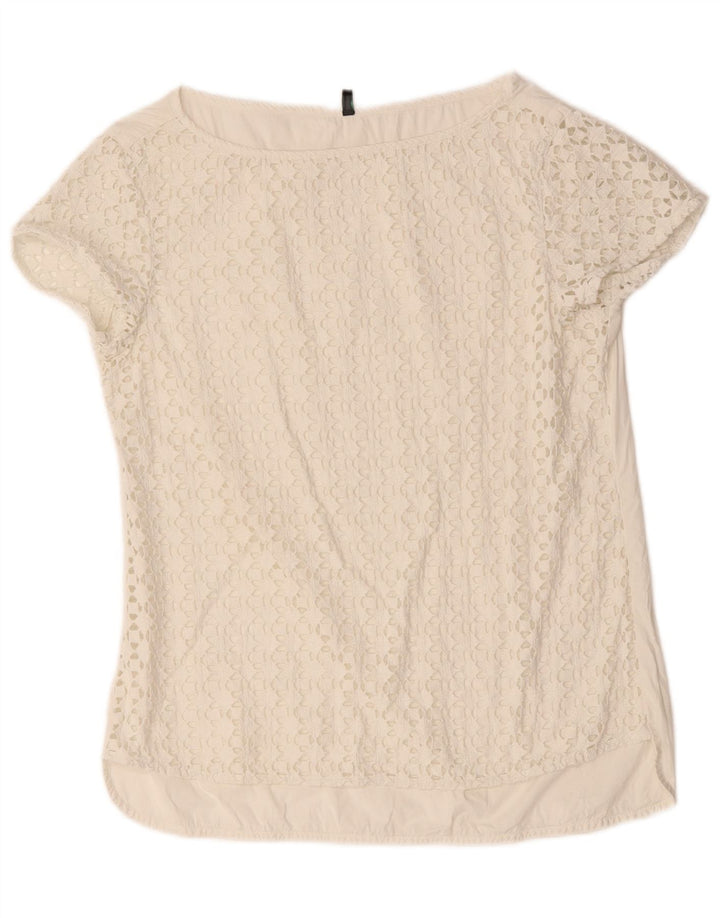 Benetton Chemisier Top UK 14 Femme Blanc Moyen