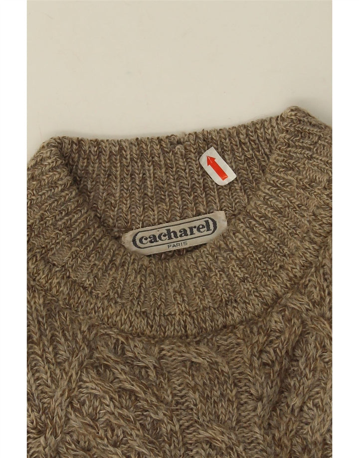 Cacharel Pull à col rond pour homme Large Beige Fair Isle