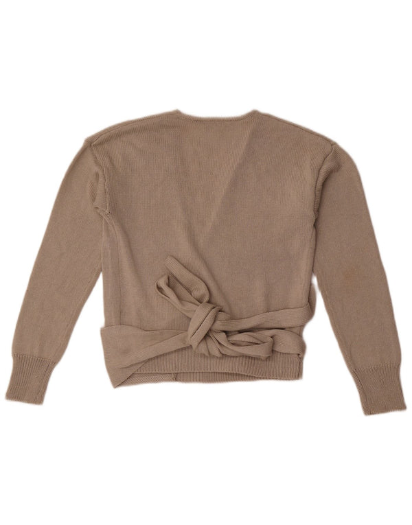 Zara Pull-Cardigan Court Pour Femme Taille UK 10 Small Gris Acrylique