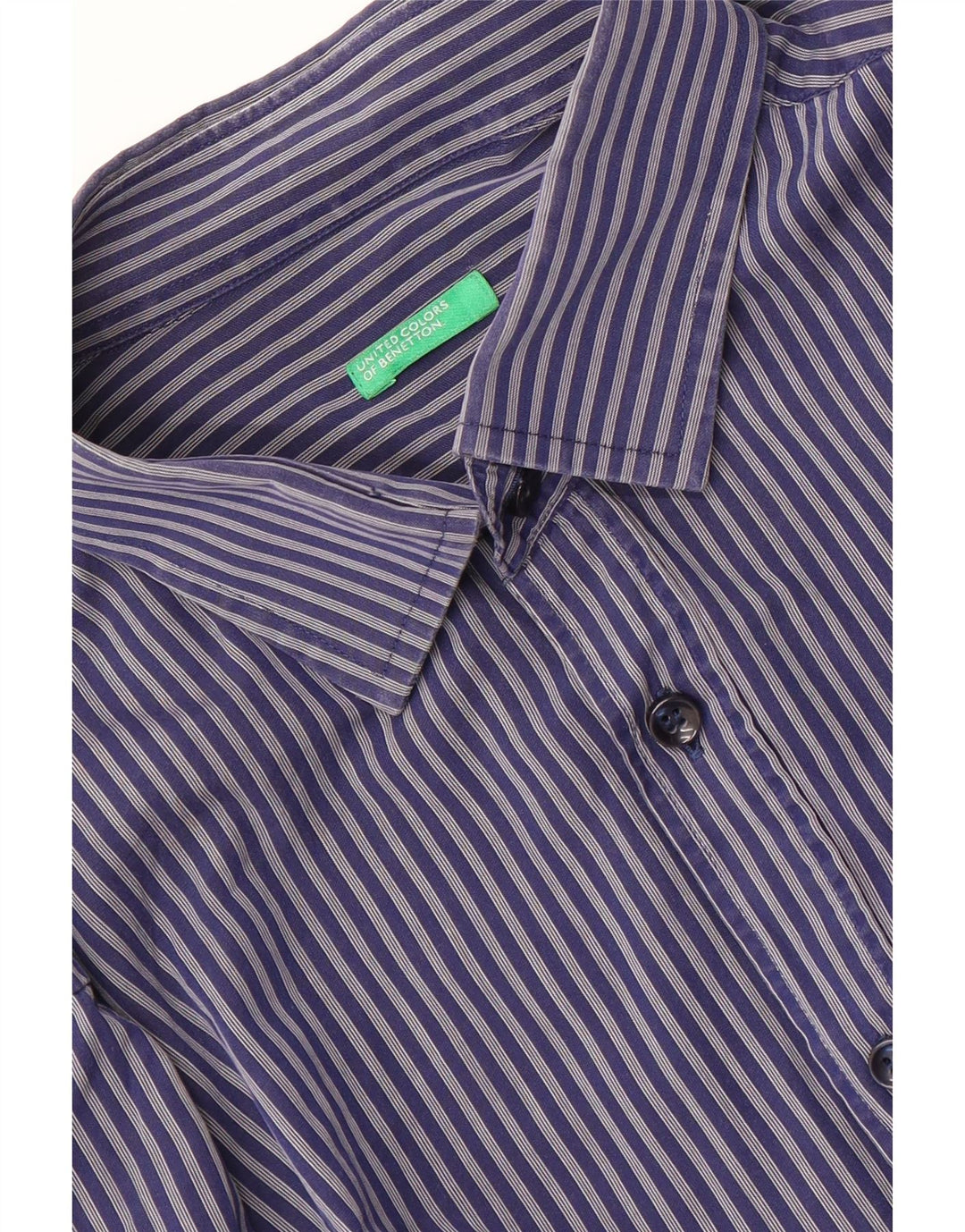 BENETTON Chemise Homme Bleu Marine Moyen Rayure Fine