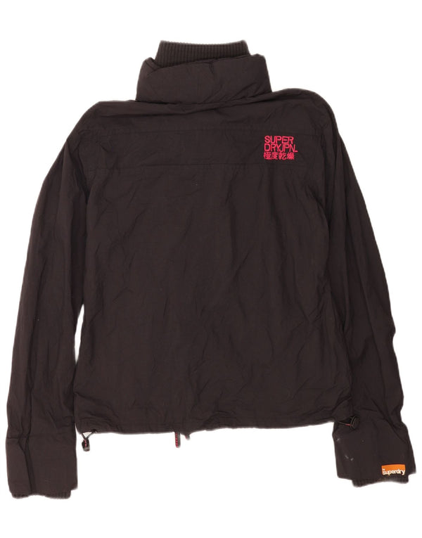 Superdry Veste coupe-vent graphique pour femme UK 16 Large Noir Nylon