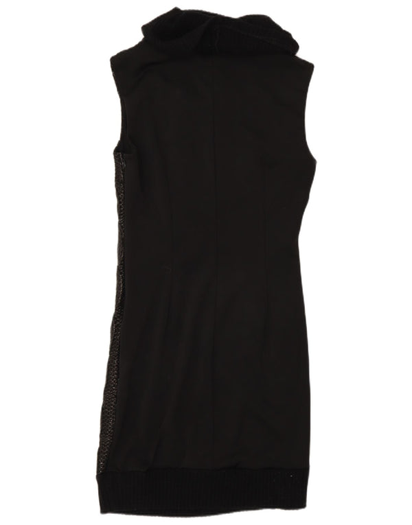 Rinascimento Robe pull sans manches à col roulé pour femme UK 12 Noir moyen