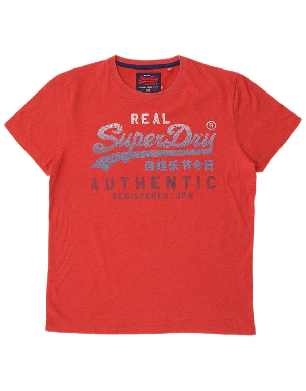 Superdry T-Shirt Graphique Top XL Rouge Coton Homme