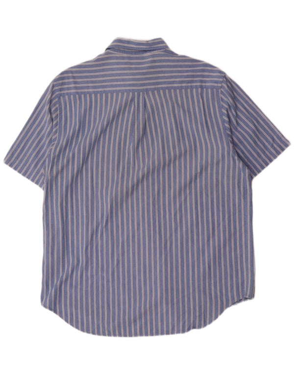 Kappa Chemise à manches courtes pour homme en coton à fines rayures bleues
