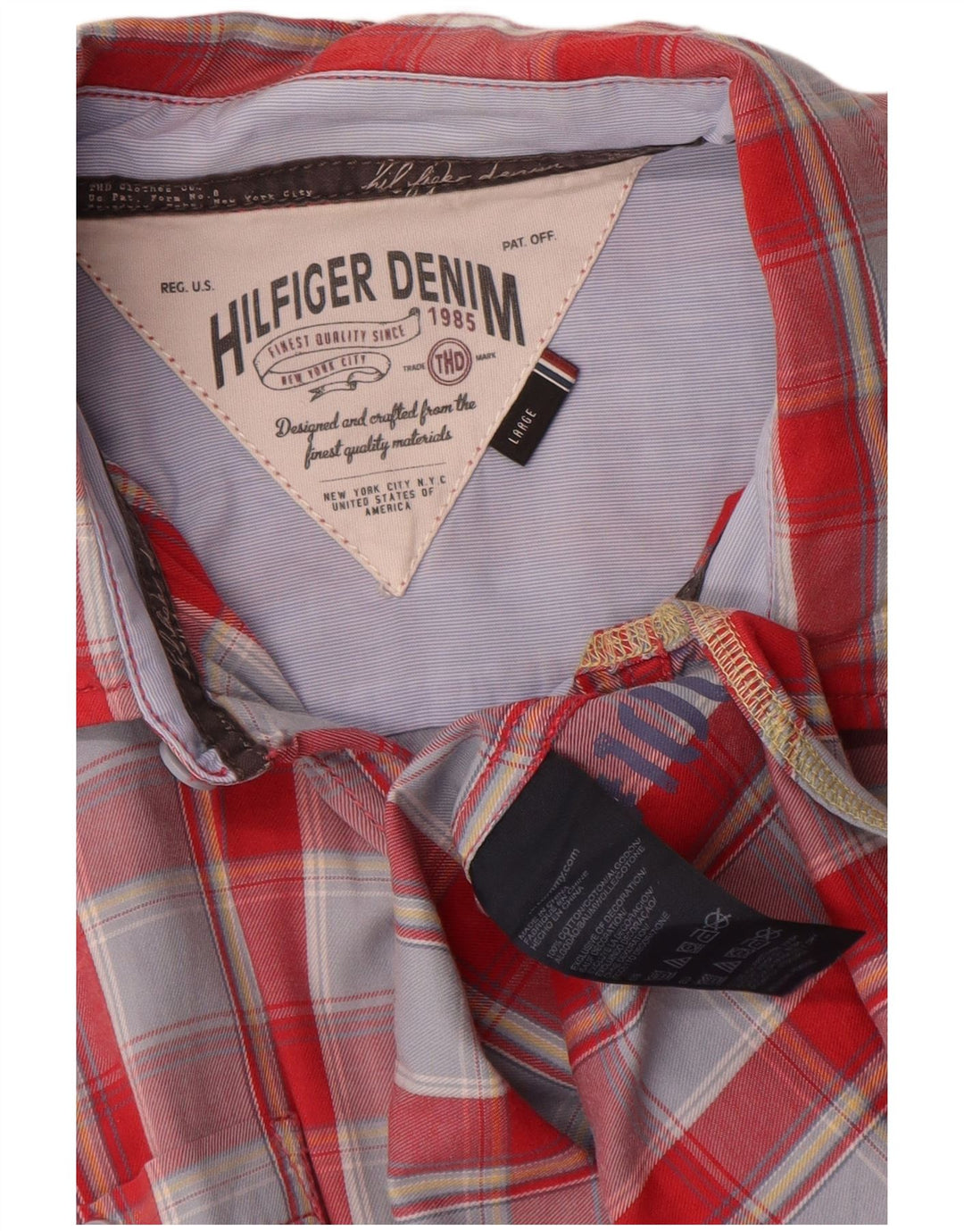 Tommy Hilfiger Chemise à manches courtes pour homme en coton à carreaux rouges