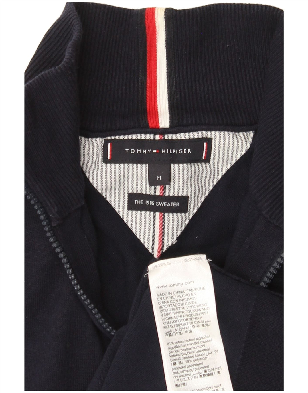 Tommy Hilfiger Pull col zippé homme bleu marine moyen coton