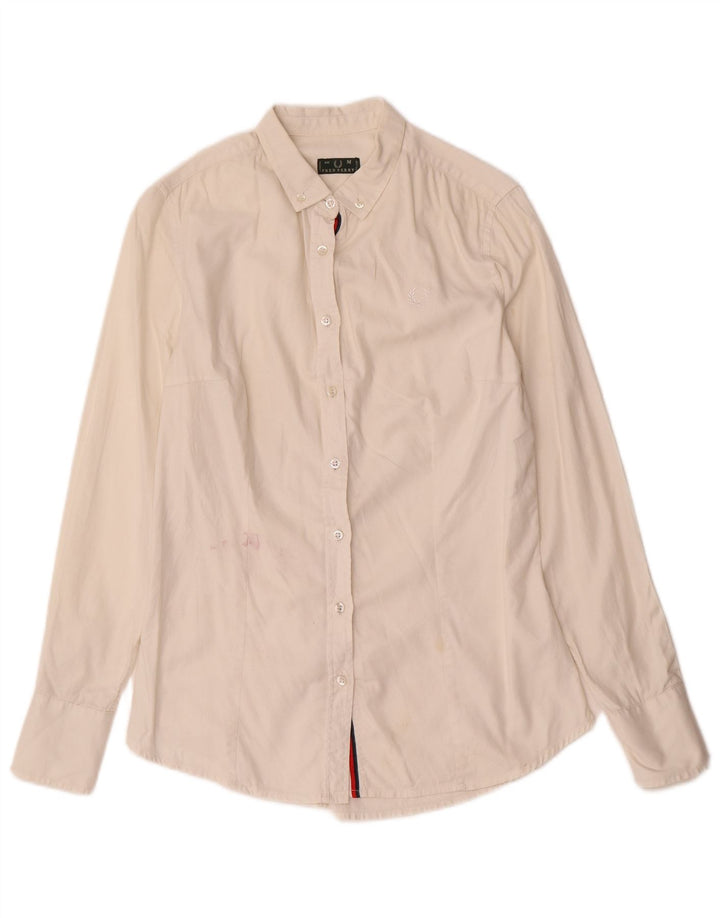 Fred Perry Chemise Femme UK 12 Medium Blanc