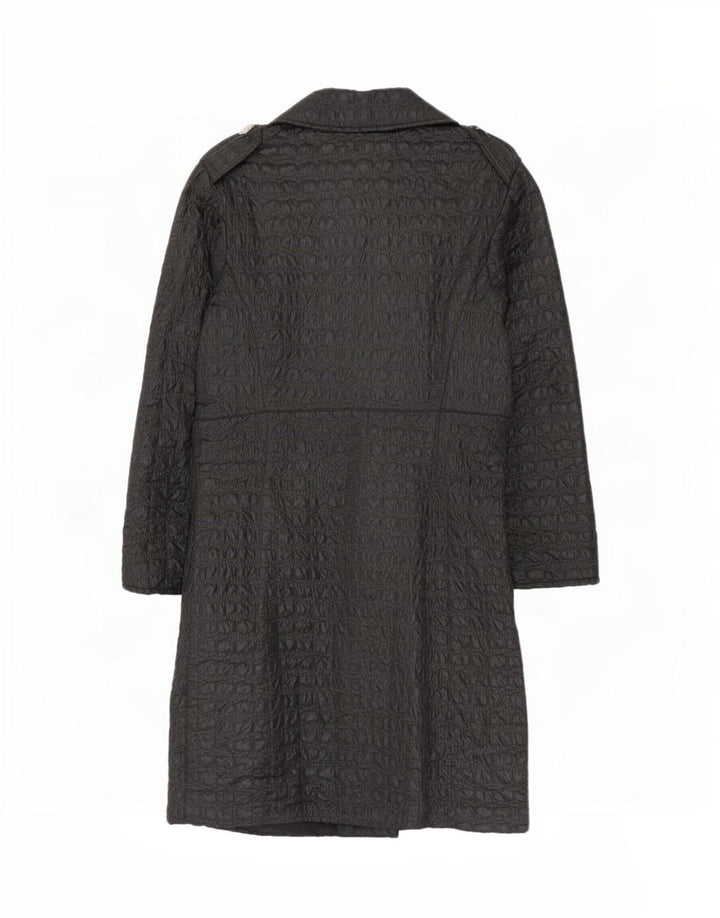 vintage Femme Trench Coat UK 8 Petit Noir