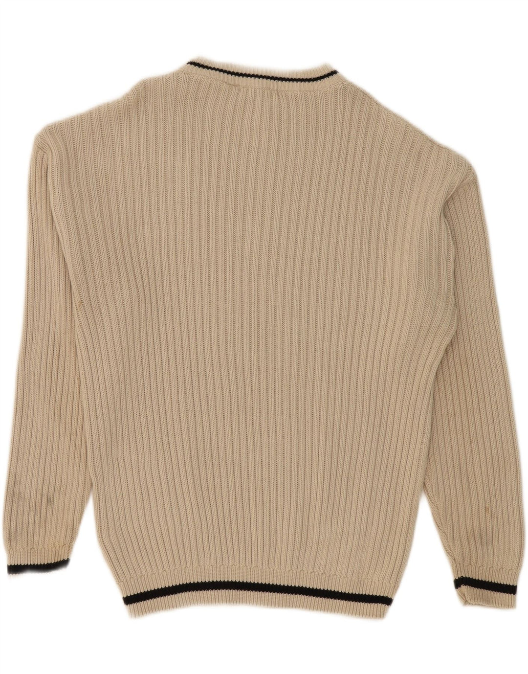 VINTAGE Mens Crew Neck Jumper Sweater Large Beige Cotton Vintage Vintage and Second-Hand Vintage from Messina Hembry 