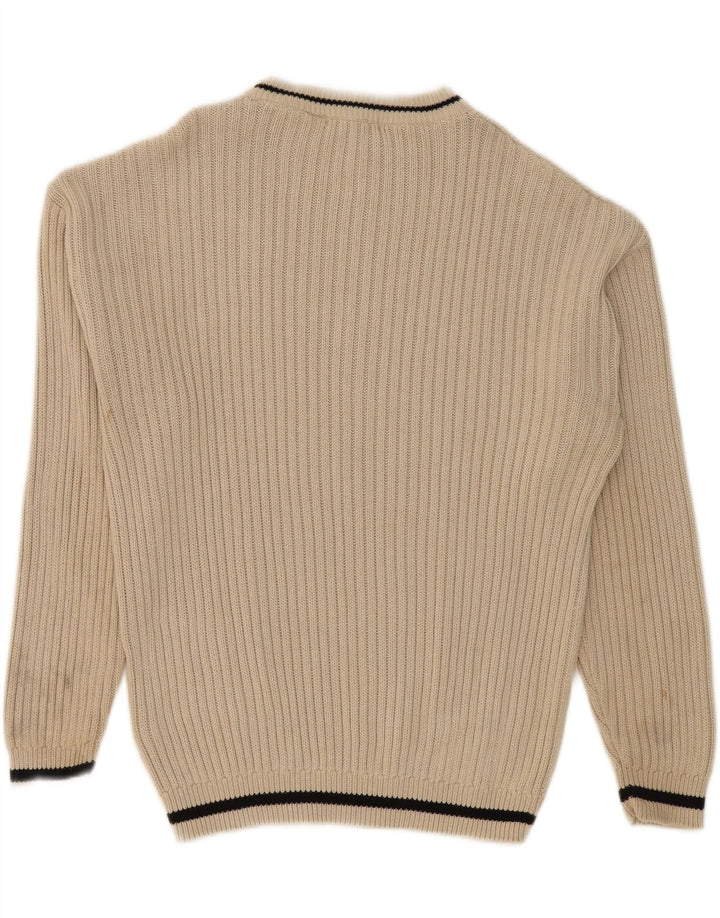VINTAGE Mens Crew Neck Jumper Sweater Large Beige Cotton Vintage Vintage and Second-Hand Vintage from Messina Hembry 