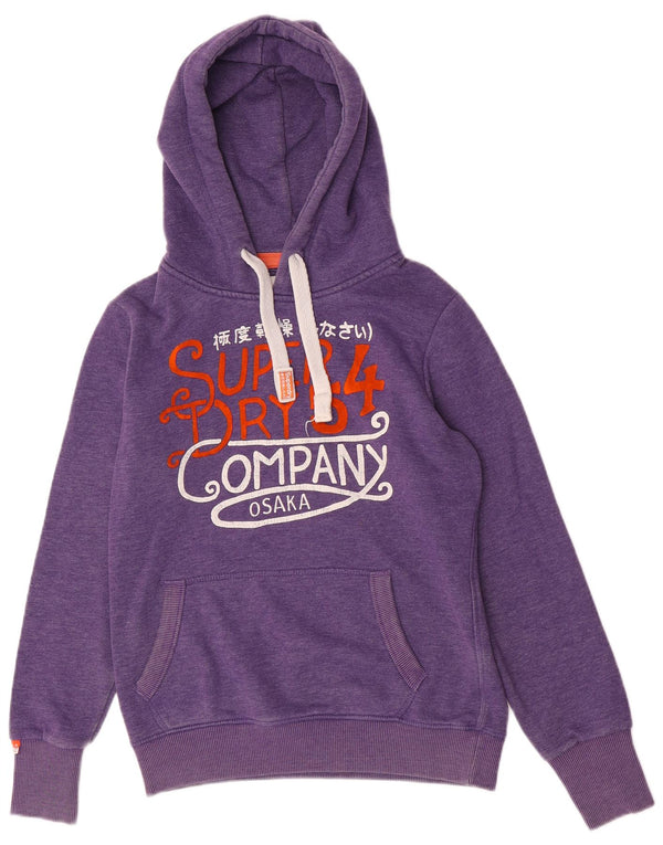 Superdry Pull à capuche graphique pour femme UK 14 Coton violet moyen